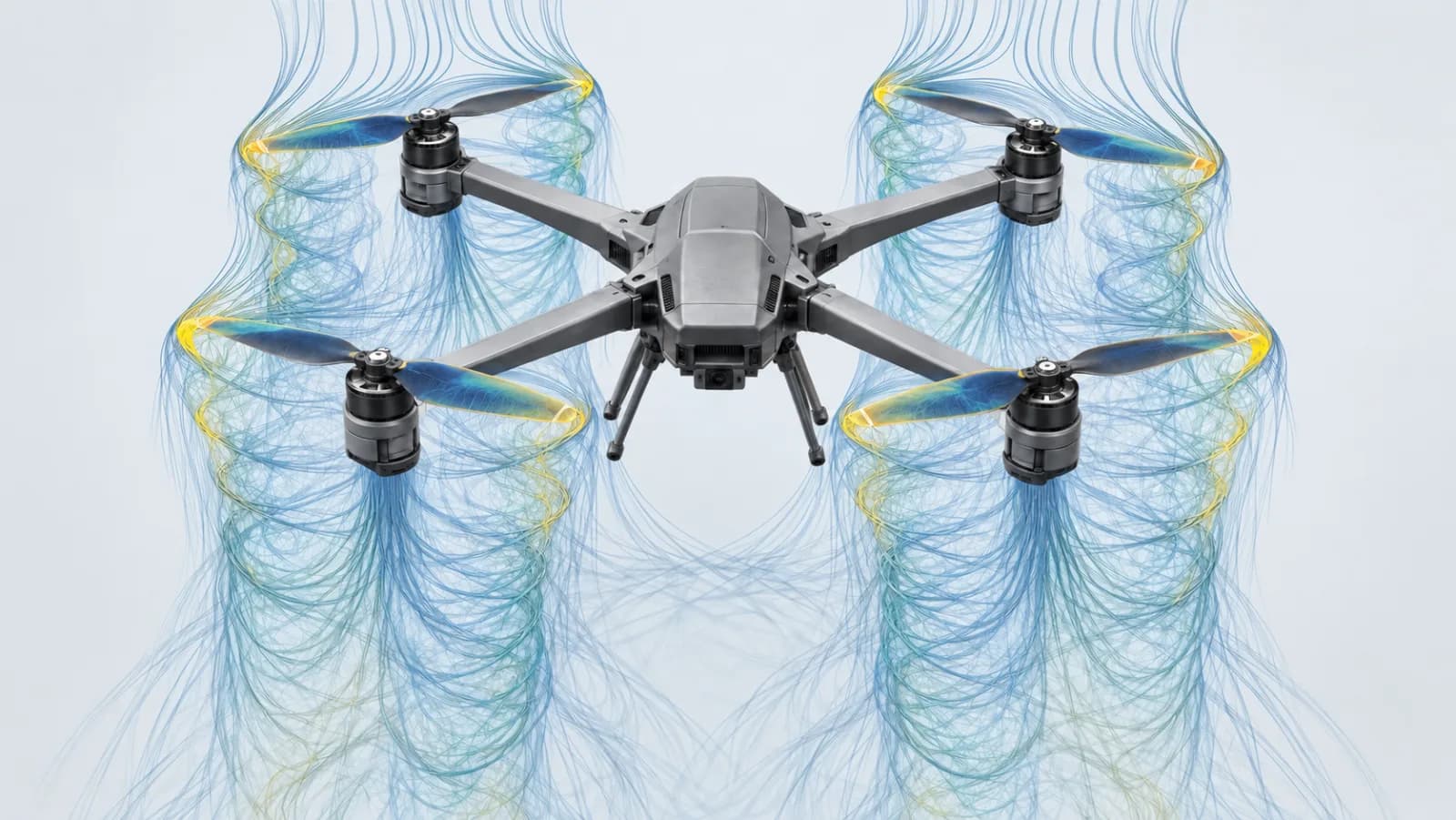 Drone with rotor flow visualisation